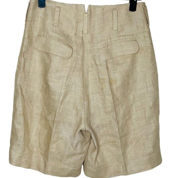 Vintage High Rise Linen Bermuda Shorts Pleated 10 - Picture 5 of 8